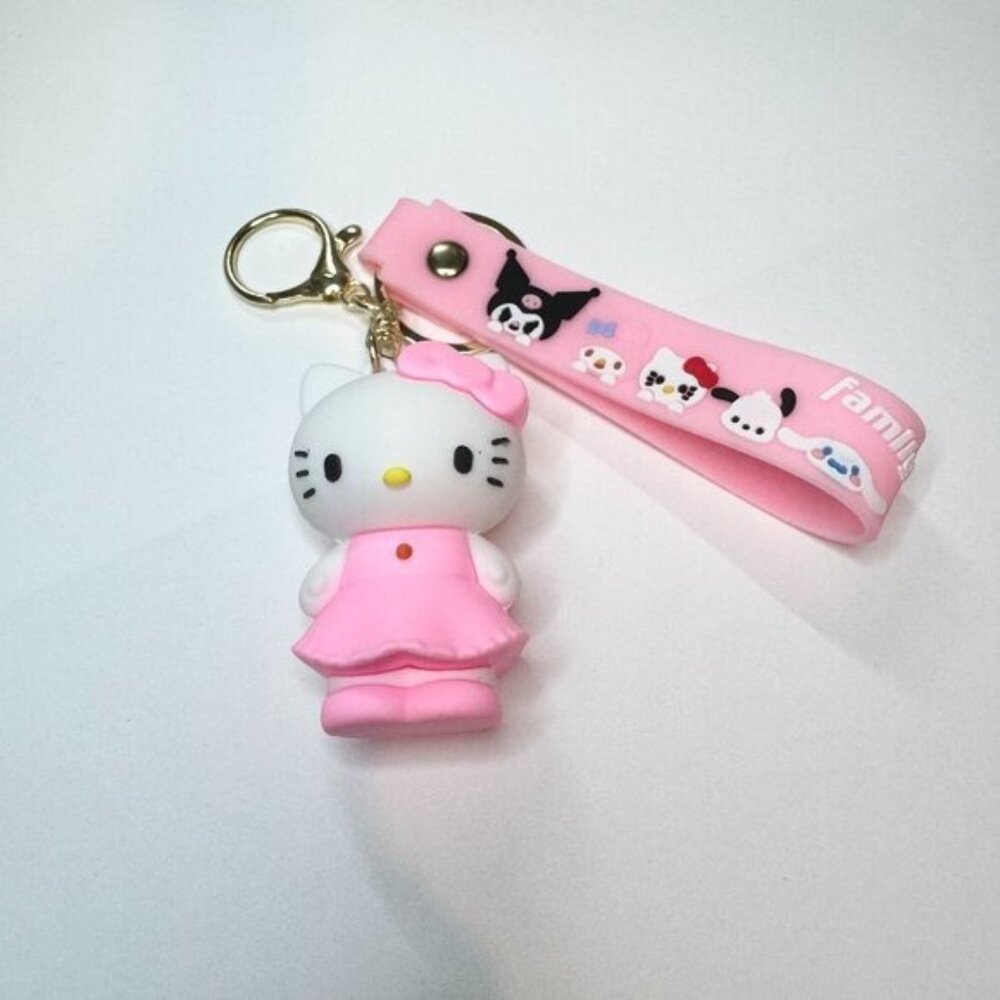 Hello Kitty Pink Dress Keychain Charm with strap